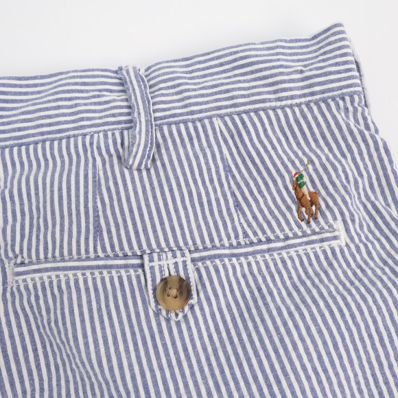 Polo Ralph Lauren Seersucker Flesh Pony Mens Stretch Straight Fit Shorts Size 38 - Picture 1 of 5